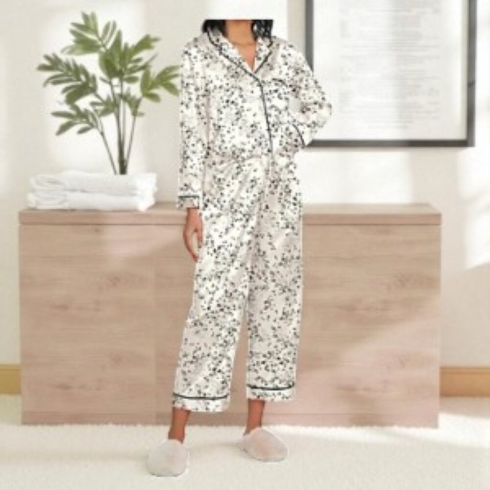 Generation Love Nikki Printed Pajama Set Cream/Black Medium NWT